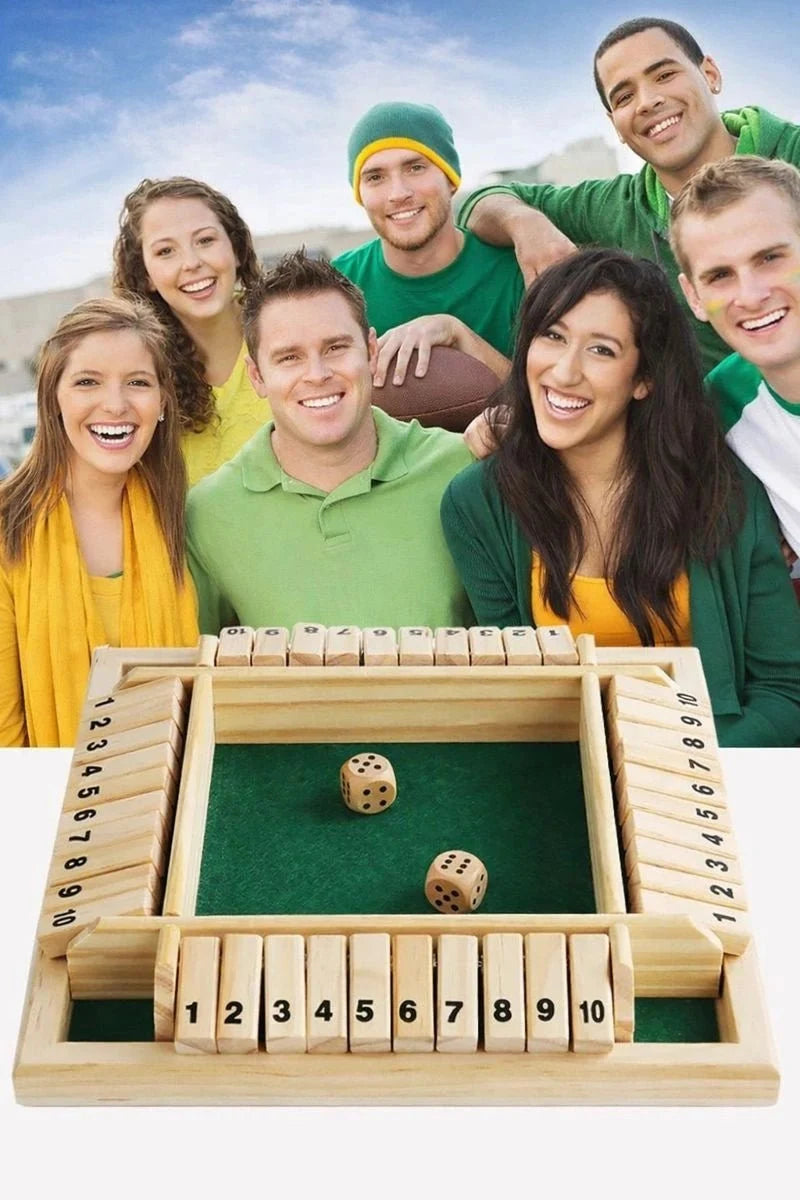 Four Player Dice Box – Acrylic – Close the Box Dice Game - Wooden Party Strategy Board Game