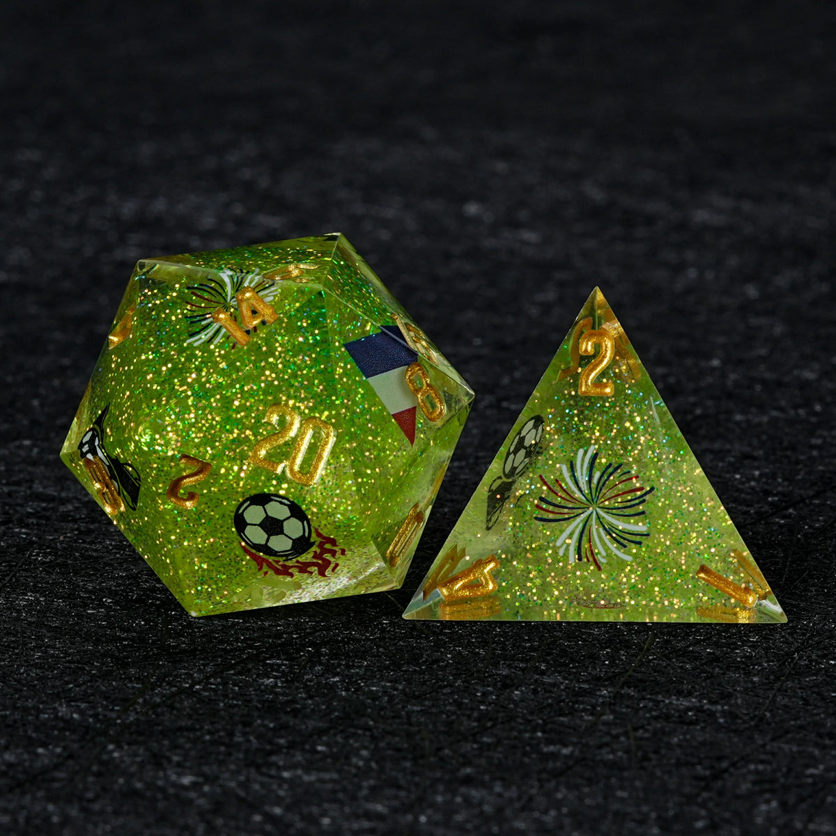 France Soccer Resin DND Dice Set – Glitter – alternate product view