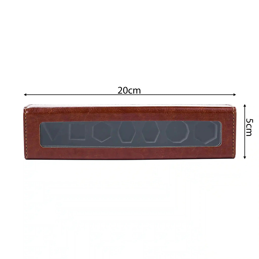 Free Dice Box – Gemstone – Rectangular Dice Storage Box - Brown Leather Table Game Dice Accessories