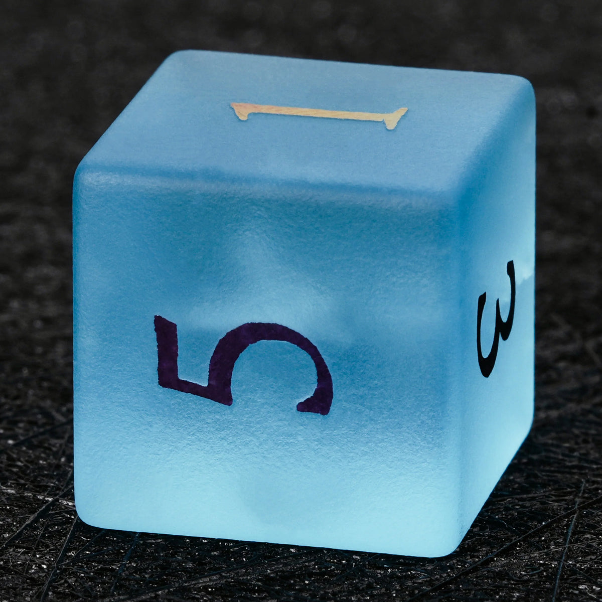 Frosted Aquamarine Glass DND Dice – Red Numbers – alternate product view