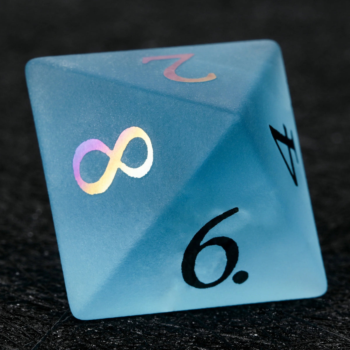 Frosted Aquamarine Glass DND Dice – Red Numbers – alternate product view