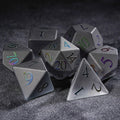 Frosted Grey Gemstone RPG Dice Set – Red Numbers