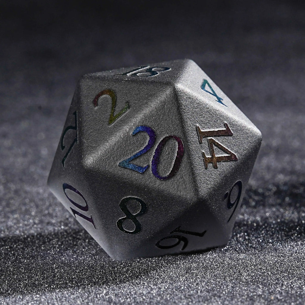 Frosted Grey Gemstone RPG Dice Set – Red Numbers – alternate product view