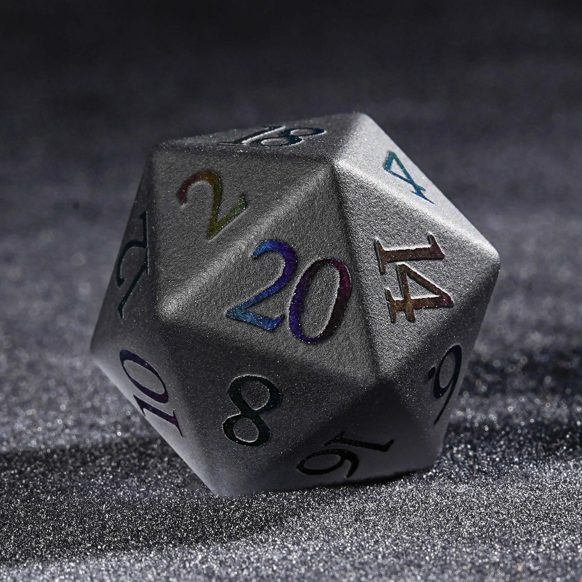 Frosted Grey Gemstone RPG Dice Set – Red Numbers – alternate product view
