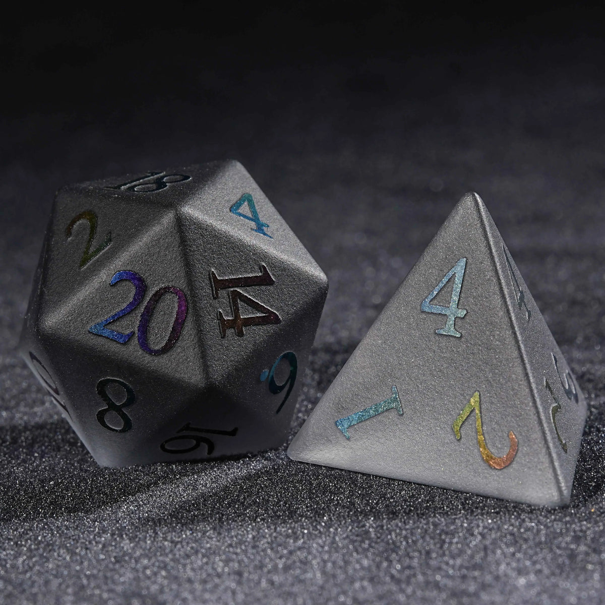 Frosted Grey Gemstone RPG Dice Set – Red Numbers – alternate product view