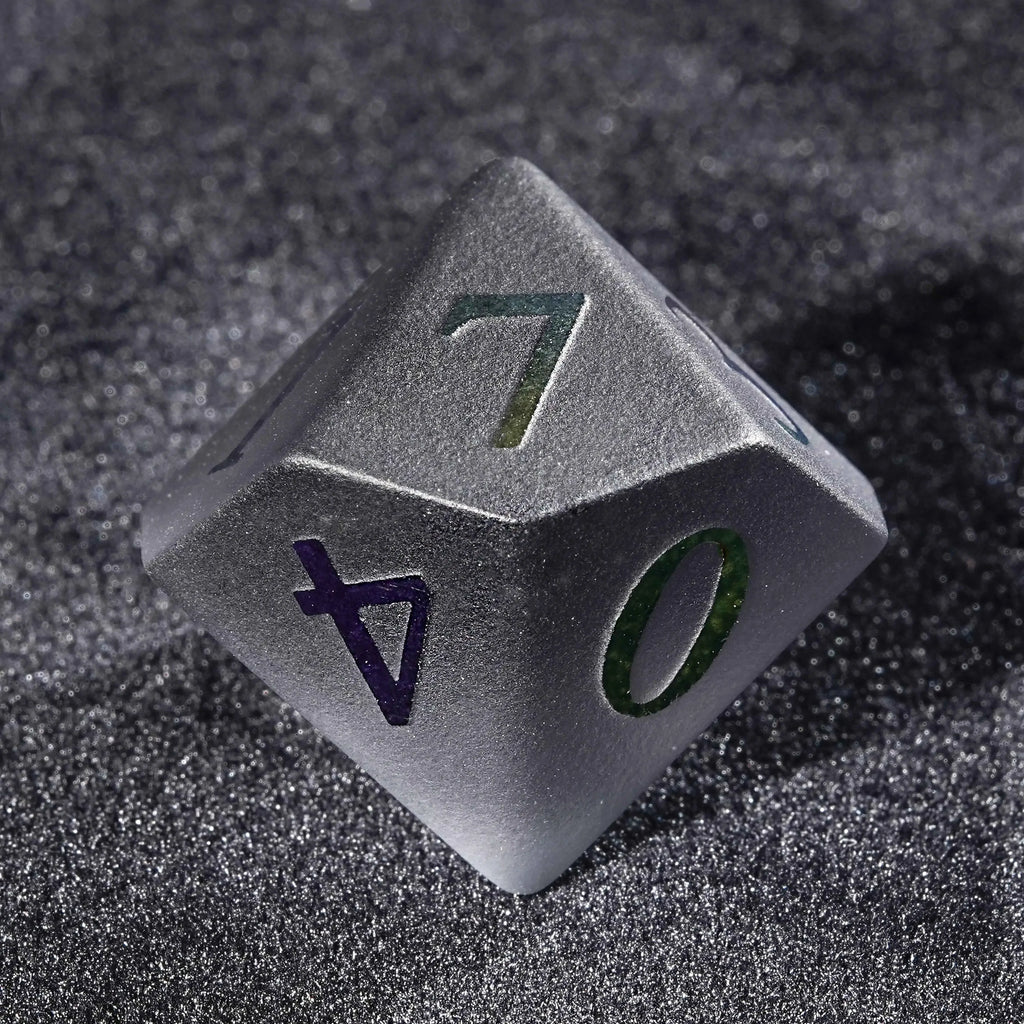 Frosted Grey Gemstone RPG Dice Set – Red Numbers – alternate product view