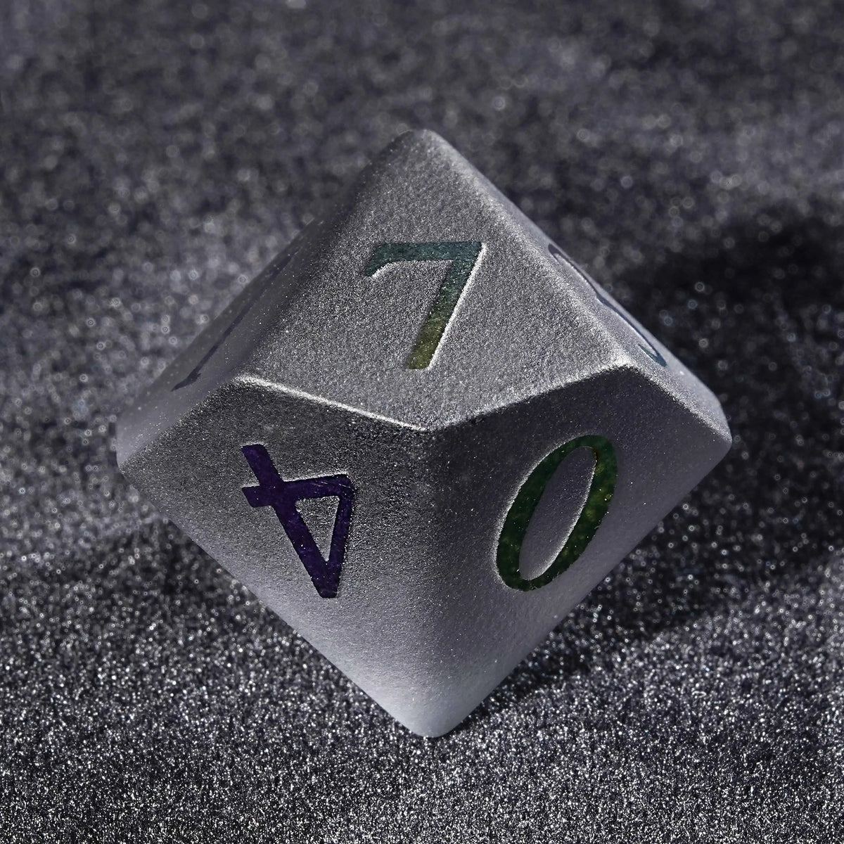Frosted Grey Gemstone RPG Dice Set – Red Numbers – alternate product view
