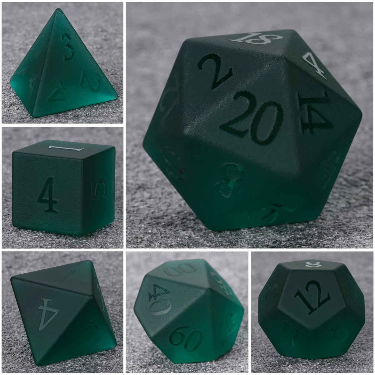 Frosted Pine Glass DND Dice Set