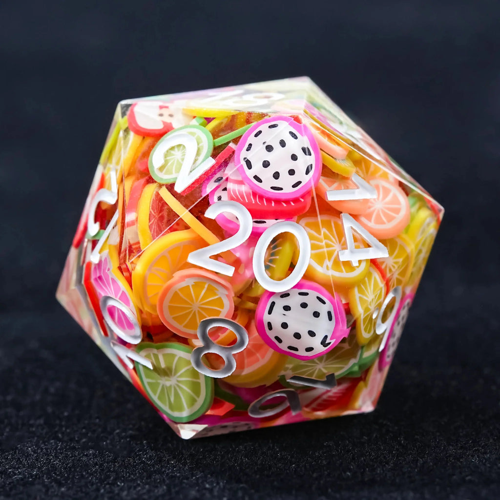 Fruit Resin RPG Dice Set – Handmade Fruit Resin Polyhedron D&D Dice Set - TRPG Game Dice