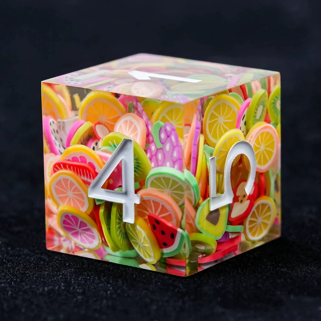 Fruit Resin RPG Dice Set – Handmade Fruit Resin Polyhedron D&D Dice Set - TRPG Game Dice