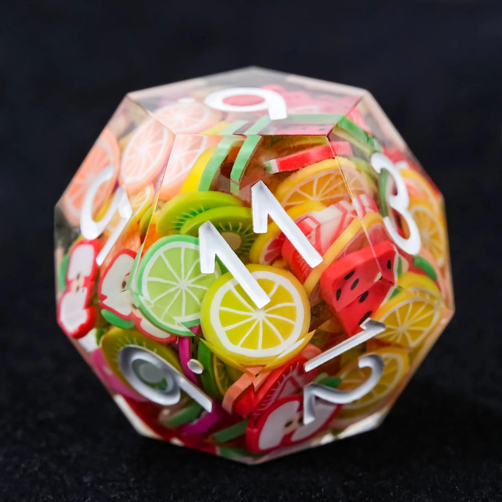 Fruit Resin RPG Dice Set – Handmade Fruit Resin Polyhedron D&D Dice Set - TRPG Game Dice