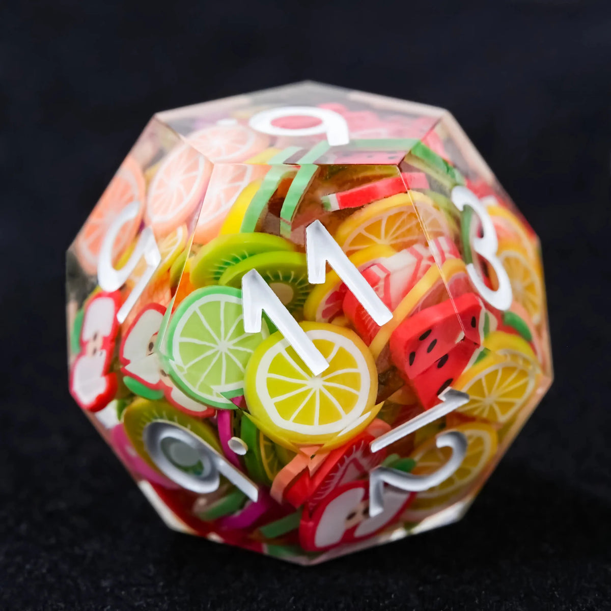 Fruit Resin RPG Dice Set – Handmade Fruit Resin Polyhedron D&D Dice Set - TRPG Game Dice