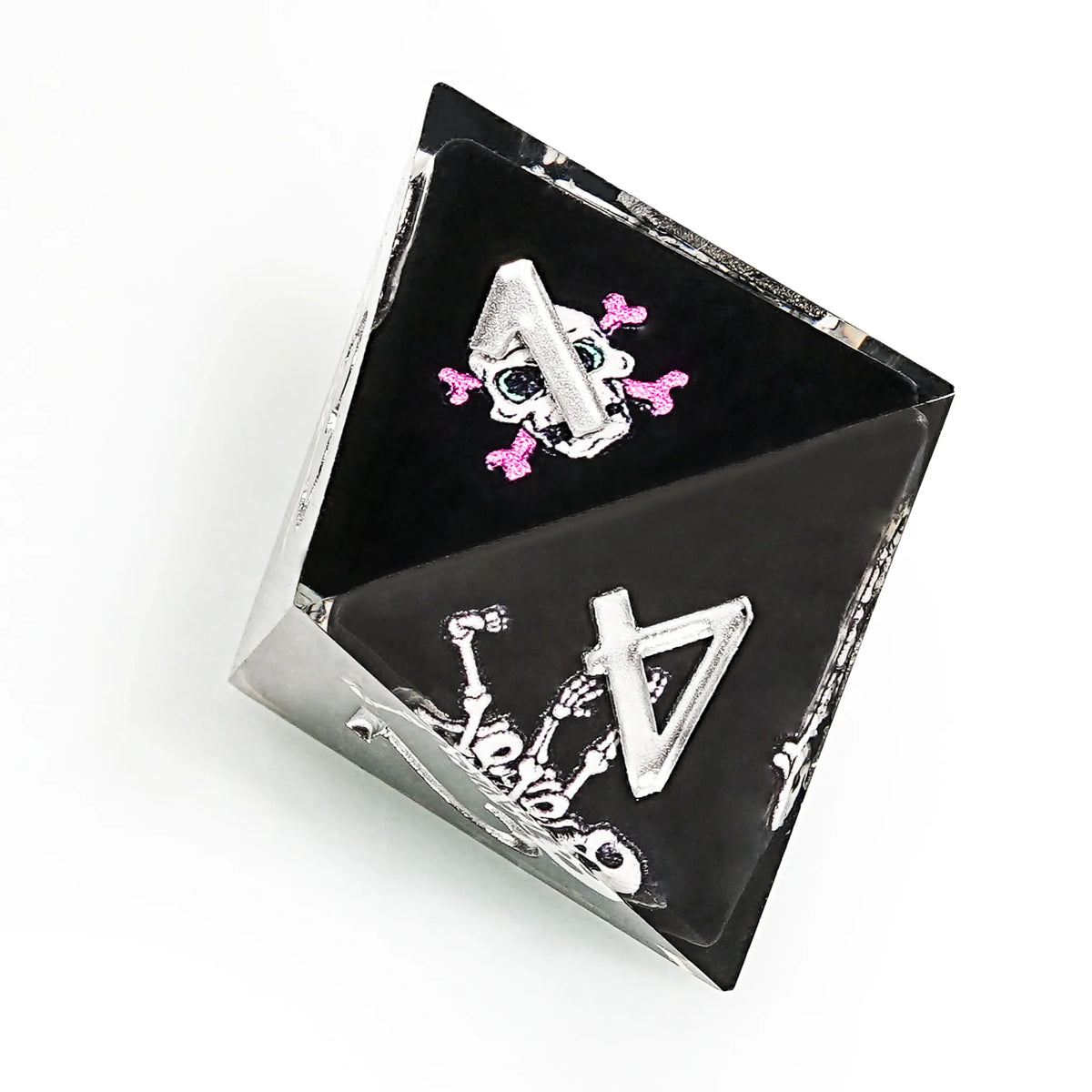 Funny Skull Resin DND Dice Set – Funny Skull Black Resin DND Dice Set + Silver Numbers