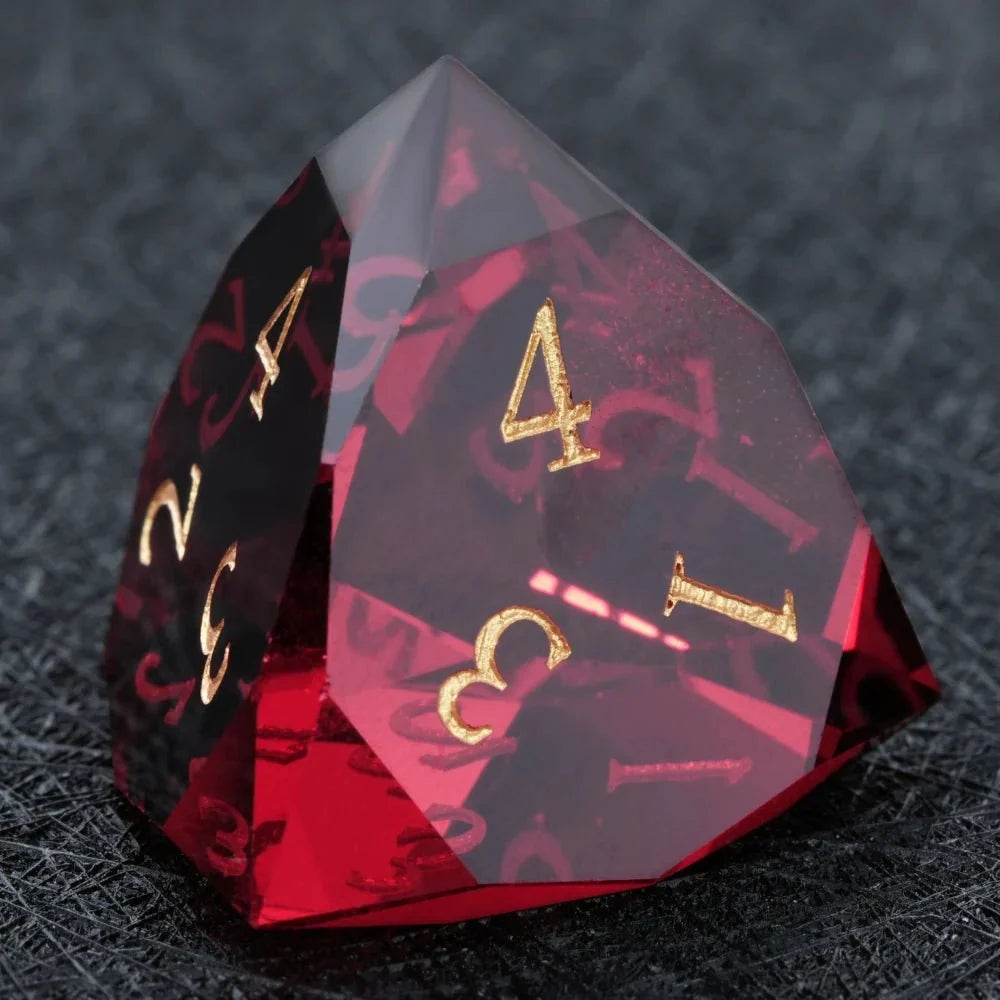 Garnet Gemstone DND Dice Set – DND Dice - Garnet Red Glass Gemstone Dice Set