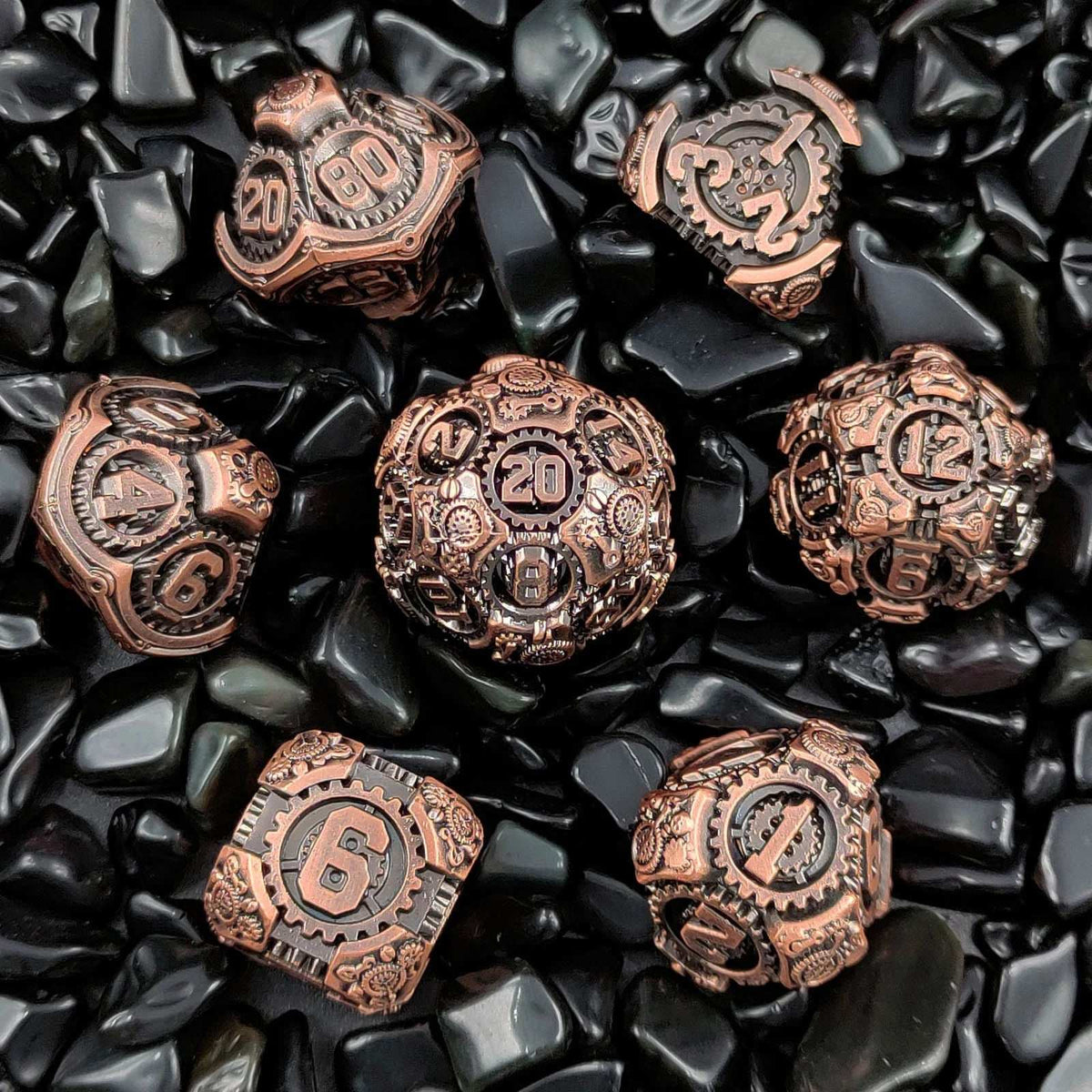 Gear Ancient Metal DND Dice Set – Gear Solid Metal DND Dice Set Antique Red Brass