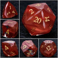 Gem Crystal Gemstone DND Dice Set – DND Gem Dice Set Crystal Flame Red Glass Diamond Cut Gold Digital RPG Dice