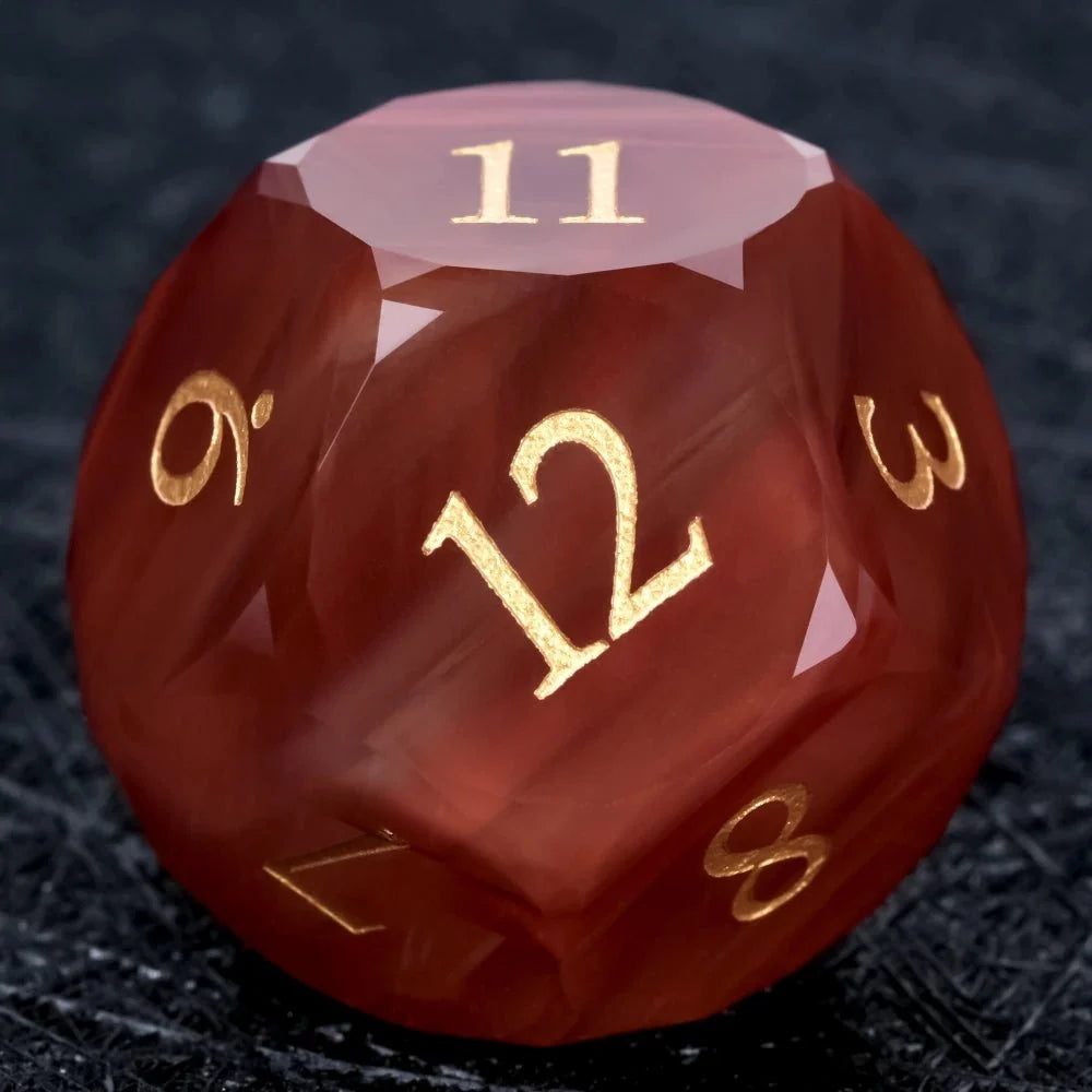 Gem Crystal Gemstone DND Dice Set – DND Gem Dice Set Crystal Flame Red Glass Diamond Cut Gold Digital RPG Dice
