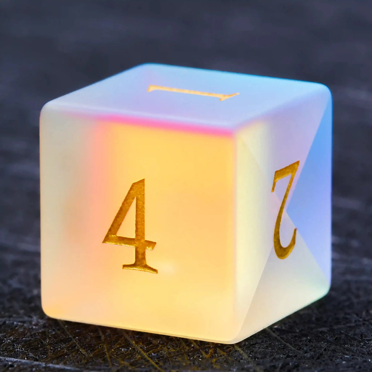 Gem Gemstone DND Dice Set – Gold Numbers – Colored frosted glass DND D6 dice with gold lettering