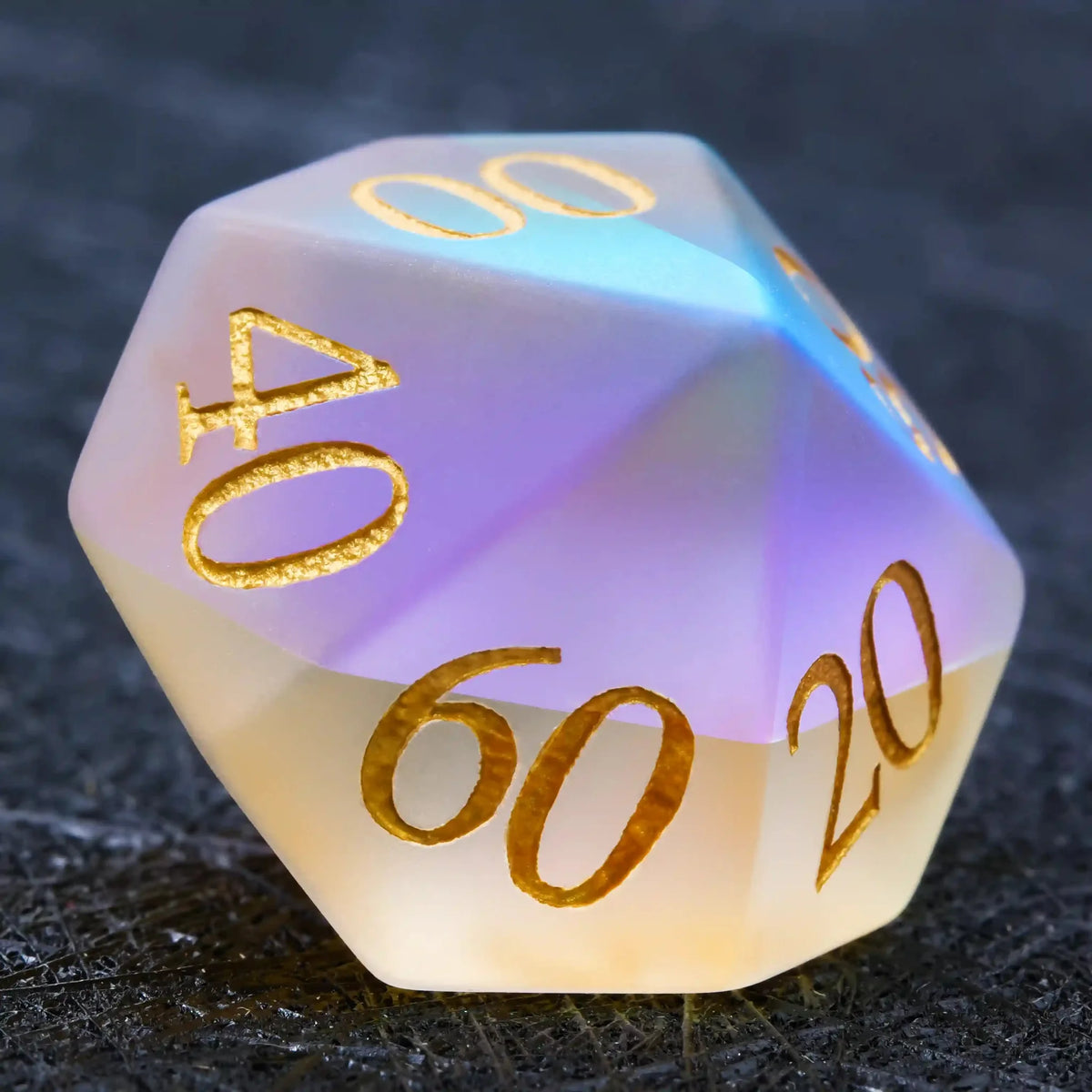 Gem Gemstone DND Dice Set – Gold Numbers – Colorful glass DND dice gem set + gold font