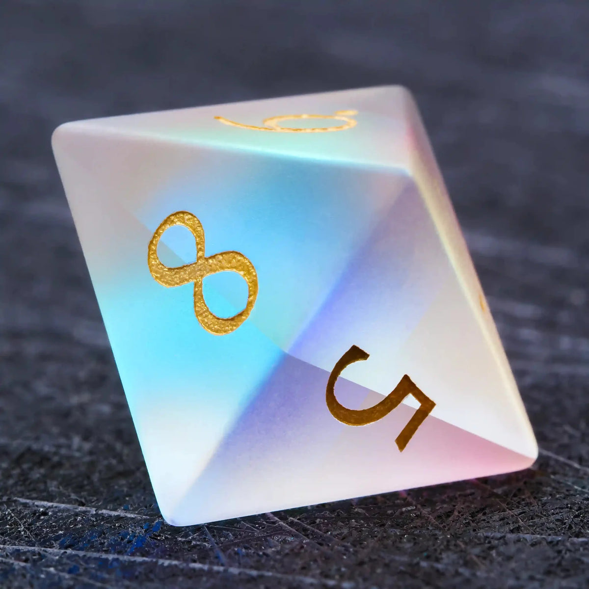 Gem Gemstone DND Dice Set – Gold Numbers – Colorful glass DND dice gem set + gold font