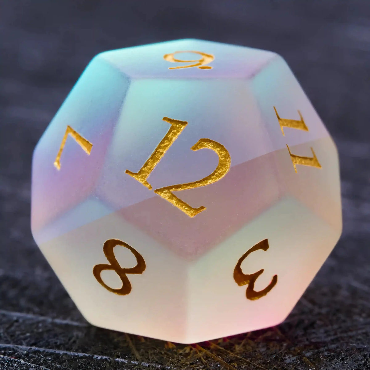 Gem Gemstone DND Dice Set – Gold Numbers – Colorful glass DND dice gem set + gold font