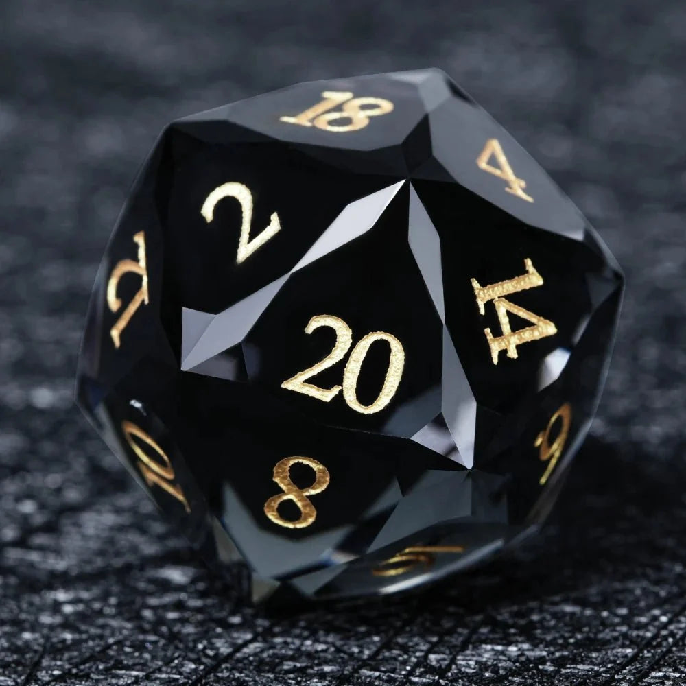 Gem Gemstone DND Dice Set – DND Dice - Premium Black Glass Gem RPG Dice Set