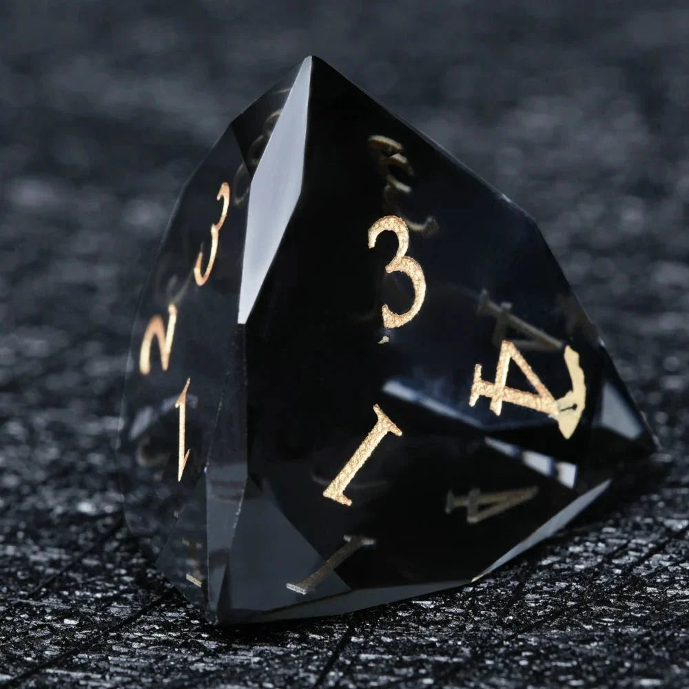 Gem Gemstone DND Dice Set – DND Dice - Premium Black Glass Gem RPG Dice Set