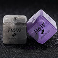 Gemstone RPG Dice Set – Custom D6 dice made from natural gemstones, engraved with text, dates, symbols, names