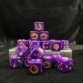 Acrylic D6 Dice – Ouroboros Pearl – Genestealer Cults Ouroboros D6 Dice Set of 20 — Purple Pearl Pyramid Display