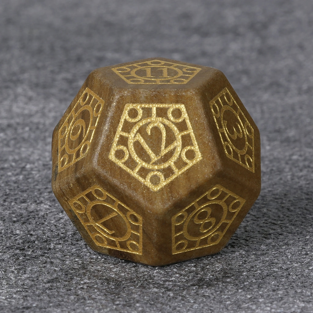 Geometric Totem Natural Stone RPG Dice Set – alternate product view