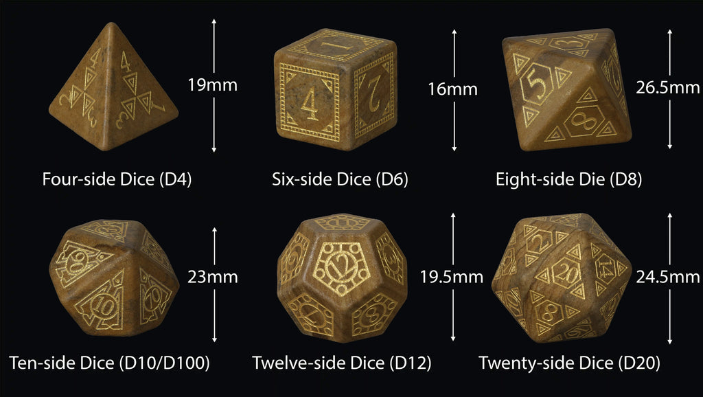 Geometric Totem Natural Stone RPG Dice Set – alternate product view