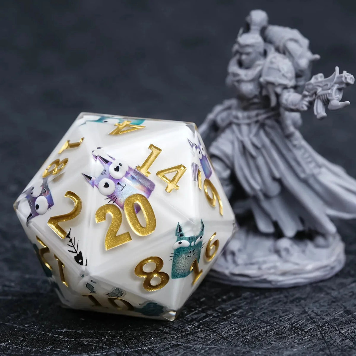 Giant 35mm Resin D20 Dice – Giant D20 Dice - Monster Theme - Resin 35mm DND Roleplaying Dice