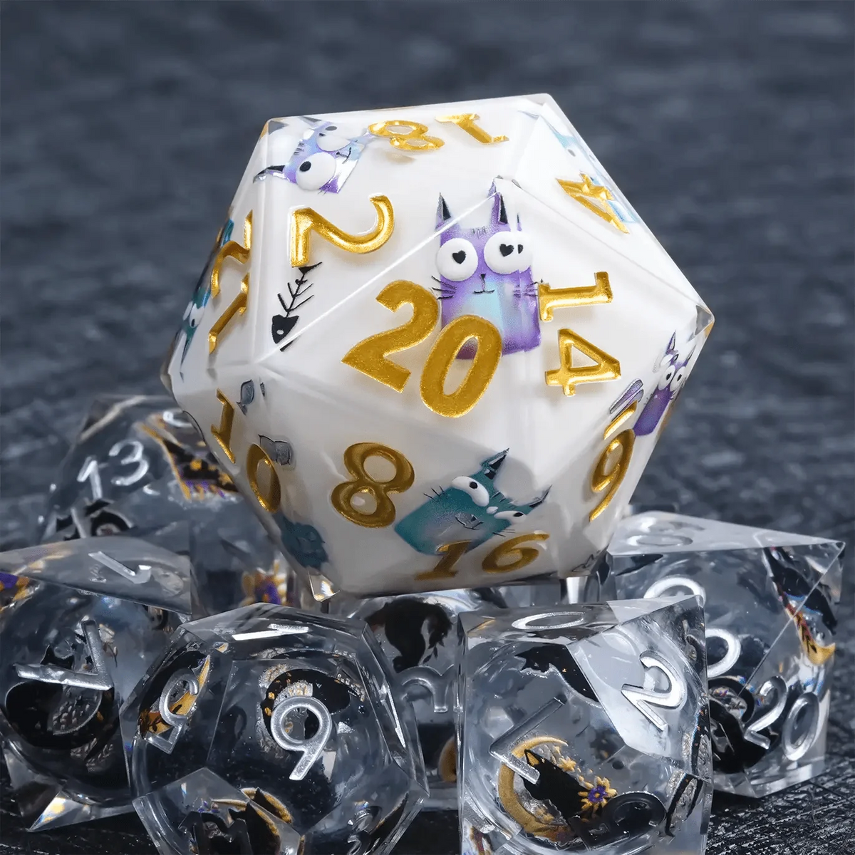 Giant 35mm Resin D20 Dice – Giant D20 Dice - Monster Theme - Resin 35mm DND Roleplaying Dice