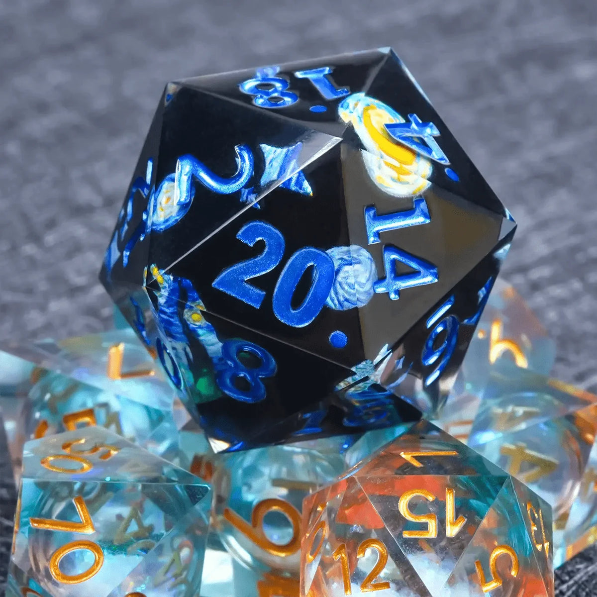 Giant Van Resin D20 Dice – Giant Resin D20 Dice - Van Gogh Elements 35mm DND Dice