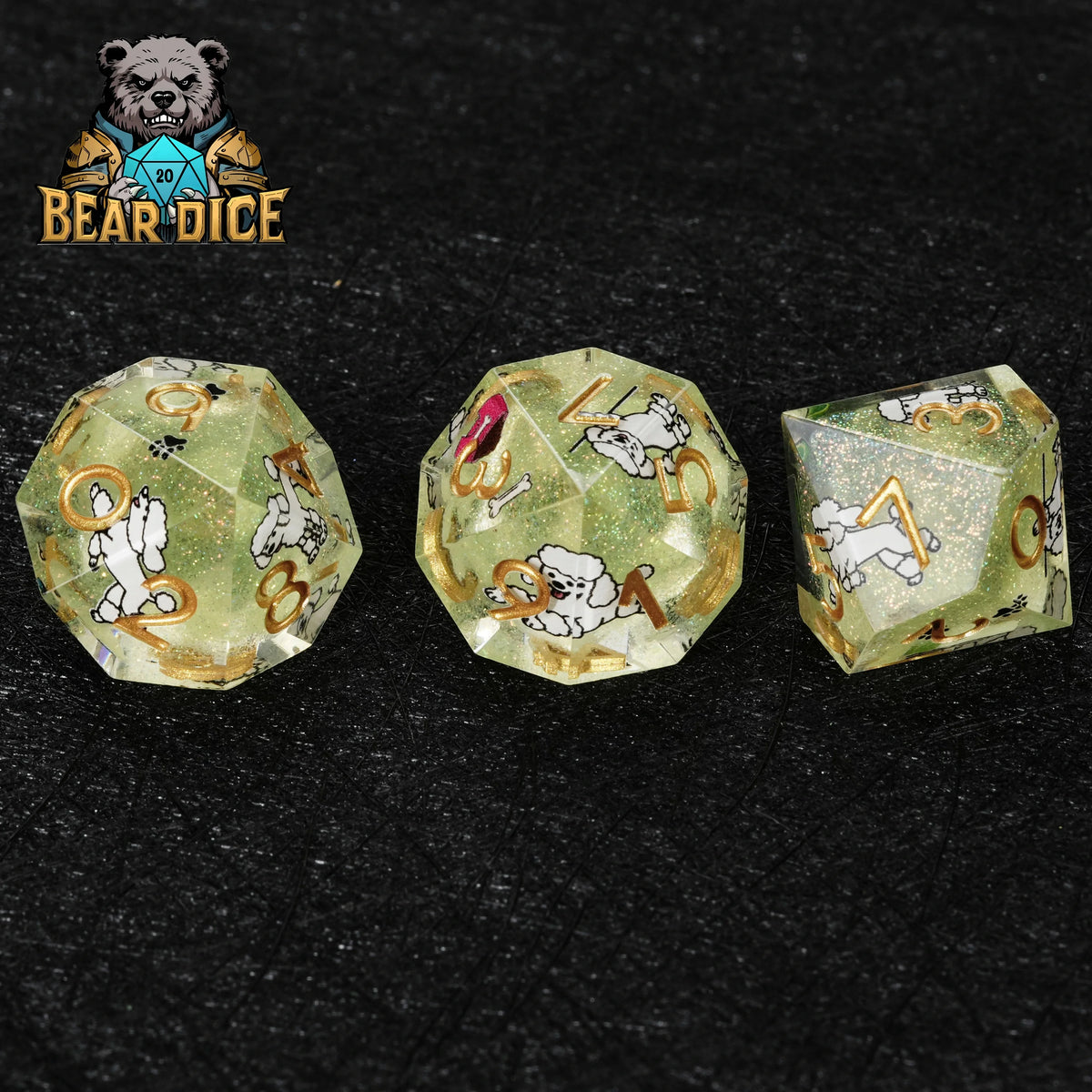 Glitter Poodle Resin D10 Dice Set – alternate product view