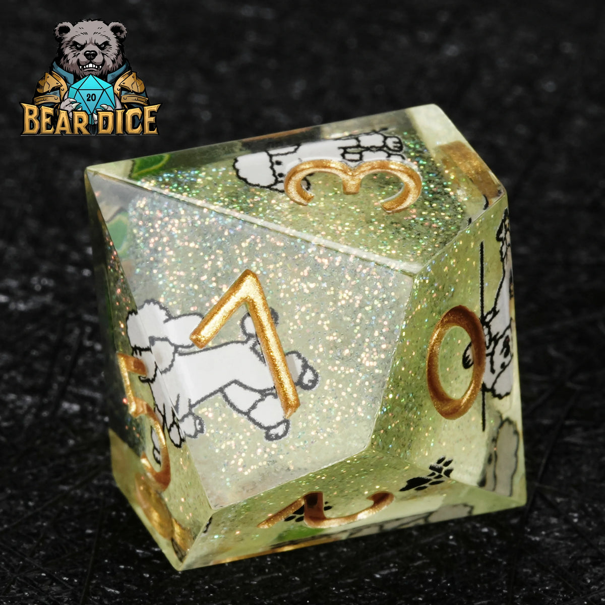 Glitter Poodle Resin D10 Dice Set – alternate product view