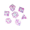 Glittering Multi Resin DND Dice Set – Colorful and glittering transparent resin solid DND multi - sided dice set +