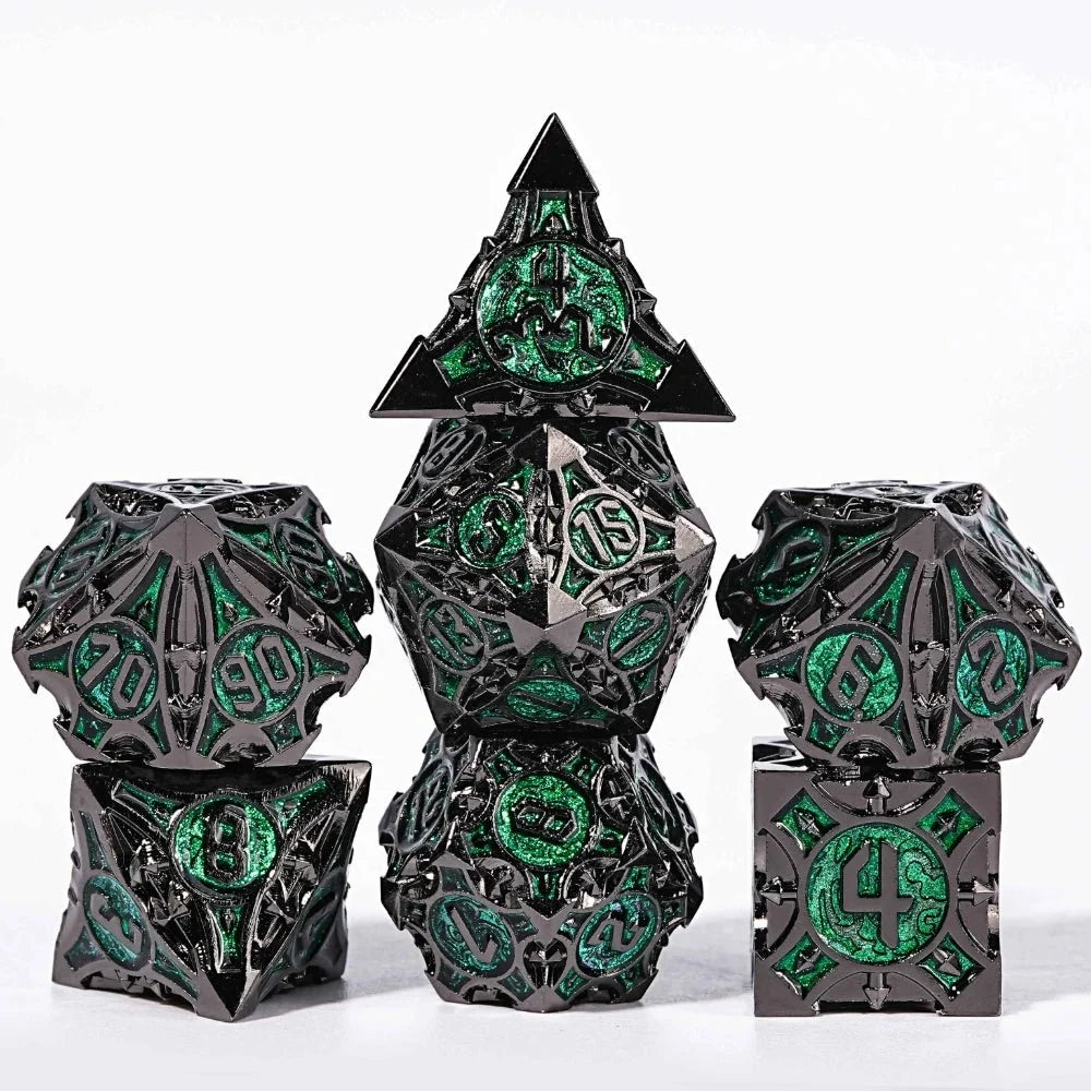 Gothic Metal Sharp Edge Dice Set – Gothic sharp edge metal DND dice set