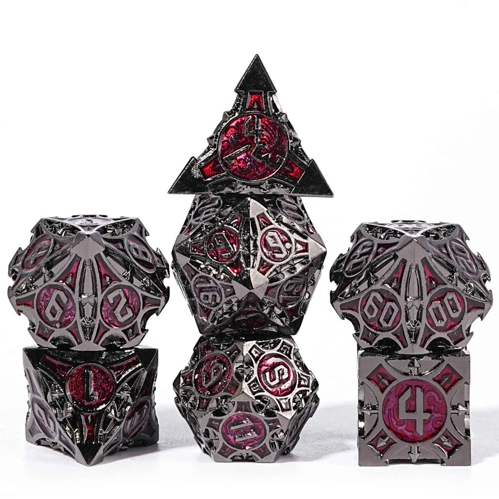 Gothic Metal Sharp Edge Dice Set – Gothic sharp edge metal DND dice set