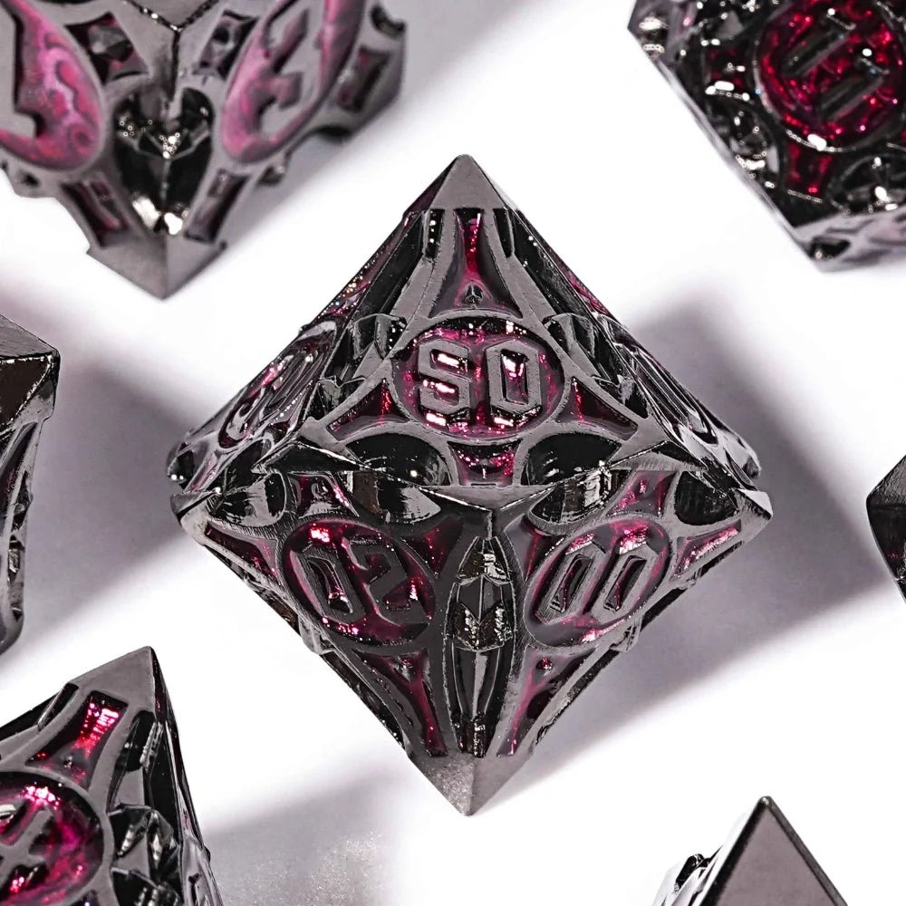 Gothic Metal Sharp Edge Dice Set – Gothic sharp edge metal DND dice set