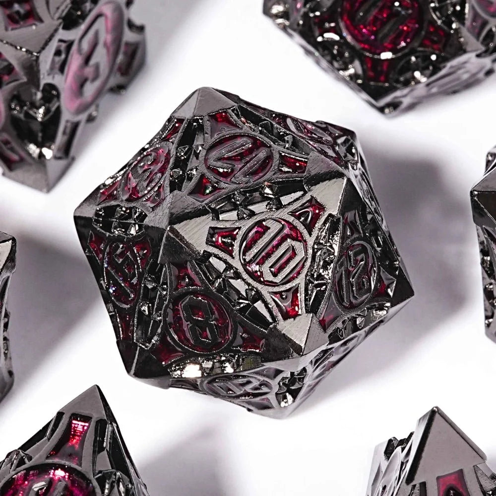 Gothic Metal Sharp Edge Dice Set – Gothic sharp edge metal DND dice set