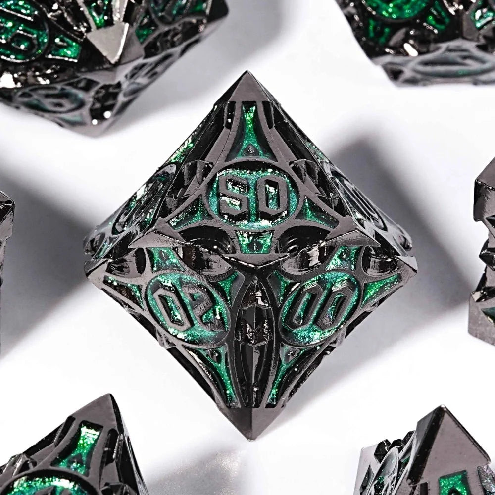 Gothic Metal Sharp Edge Dice Set – Gothic sharp edge metal DND dice set