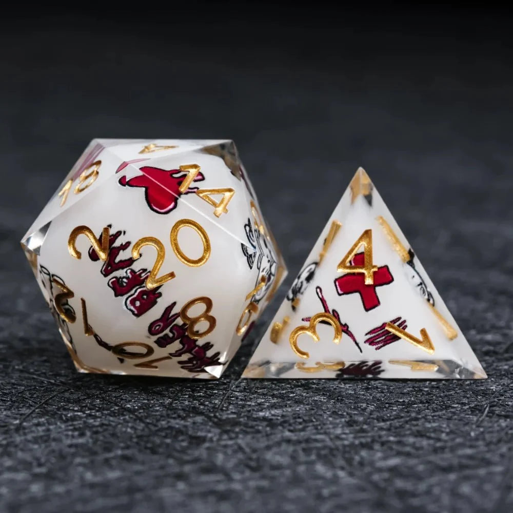 Halloween Killer Resin DND Dice Set – Gold Numbers – Halloween Killer Bear themed resin dice set with gold numbers