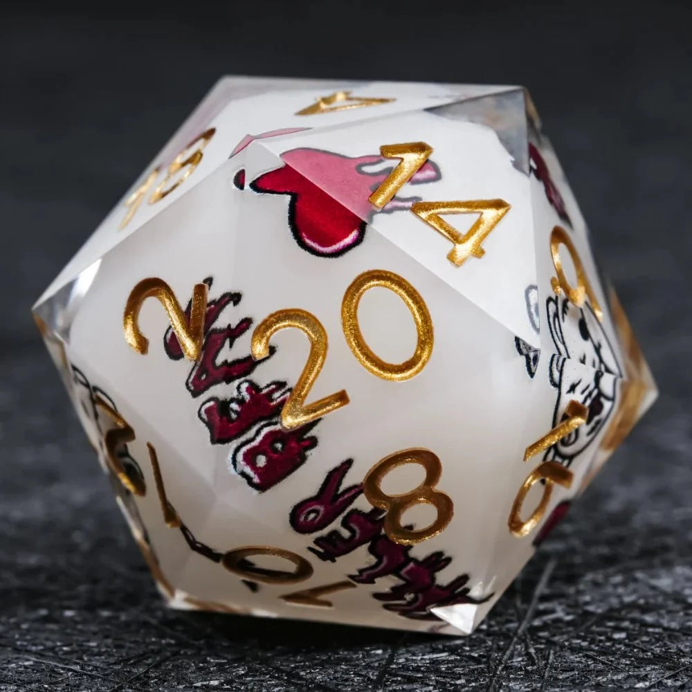 Halloween Killer Resin DND Dice Set – Gold Numbers – Halloween Killer Bear themed resin dice set with gold numbers
