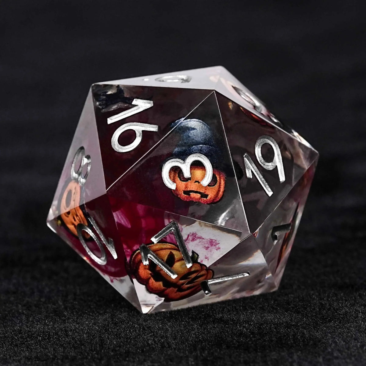 Halloween Pumpkin Resin DND Dice Set – Halloween Gift: Transparent Blood Red Resin Pumpkin Monster DND D20 Dice with