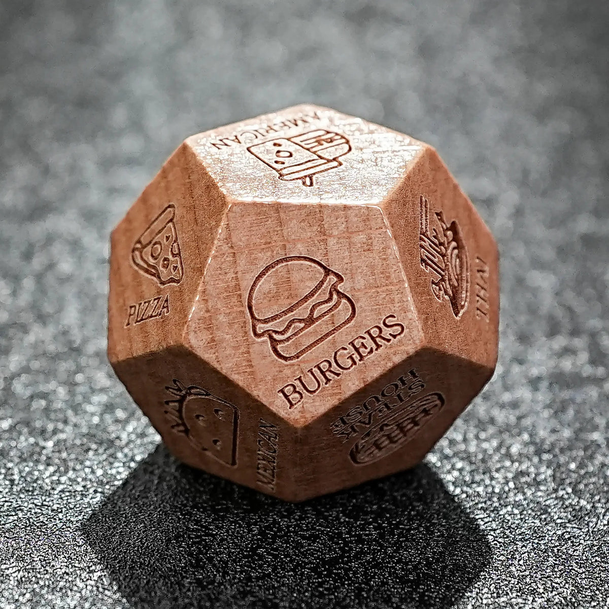 Hand Carved Acrylic D12 Dice – Hand Carved Wooden D20 Dice - Unique Fun Patterns