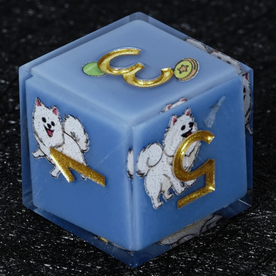 Star Resin Sharp Edge Dice Set – Legendary Pomeranian – Kickstarter Dice – Handcrafted Sharp-Edged Blue Resin