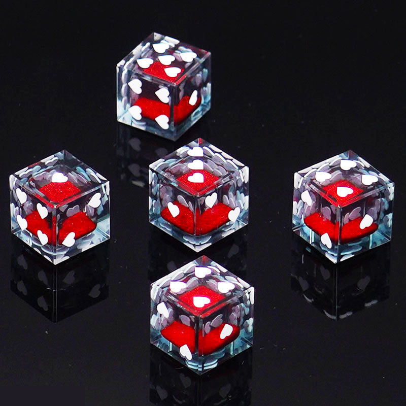 Heart Resin D6 Dice – Glitter – Quicksand 18mm – alternate product view