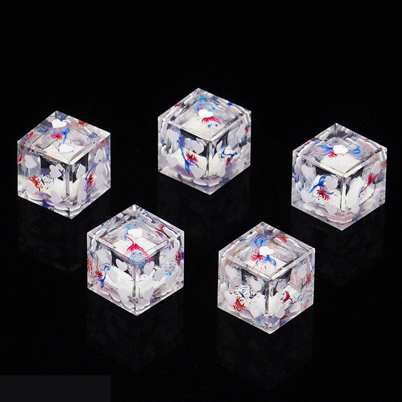 Heart Resin D6 Dice – Glitter – Quicksand 18mm – alternate product view
