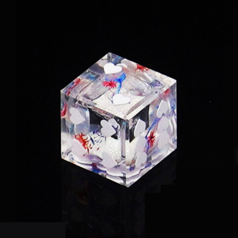 Heart Resin D6 Dice – Glitter – Quicksand 18mm – alternate product view